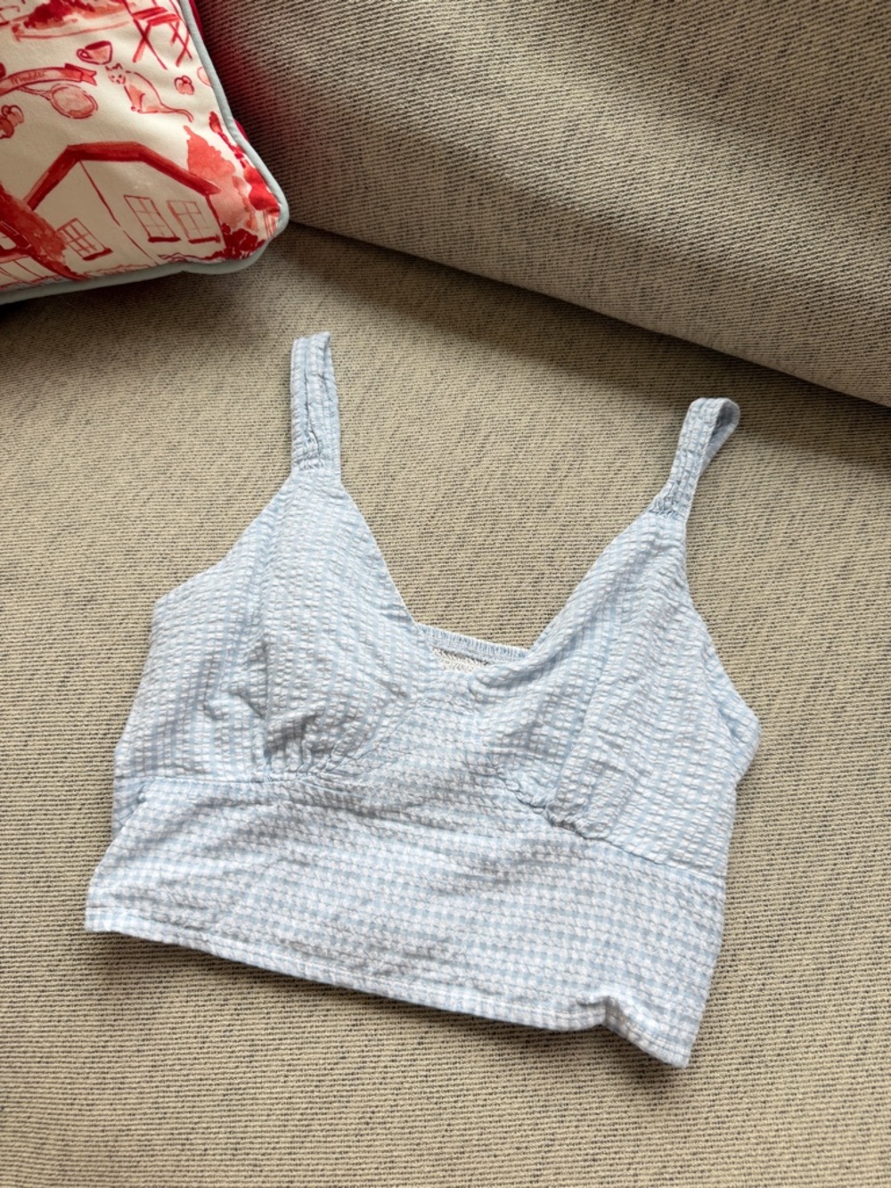 Light Blue Textured Bralette Tank Top - Women